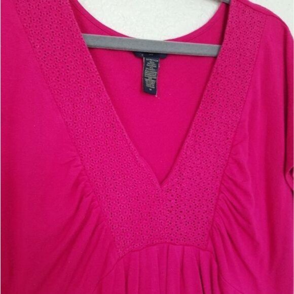 Banana Republic Womens Stretch V-Neck red Tunic Top detail along collar casual - Picture 3 of 5